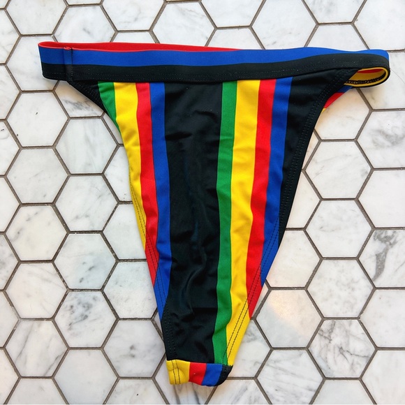 RIS-K Island Stripes Allure Bikini Top S + Horizon Bikini Bottom XS Swimwear - Picture 9 of 10